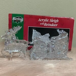 Acrylic Sleigh With Reindeer vintage